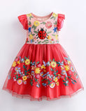 Ladybug Floral Tulle Party Dress