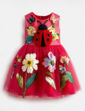 Ladybug Applique Floral Garden Tulle Dress
