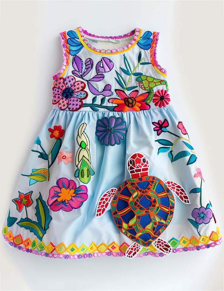 Sea Turtle Vivid Floral Sundress