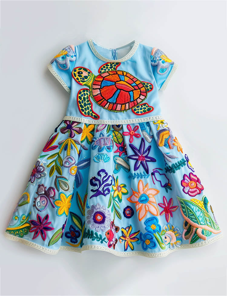 Sea Turtle Vivid Floral Sundress