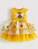 Bee Applique Floral Garden Tulle Dress