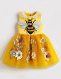 Bee Applique Floral Garden Tulle Dress