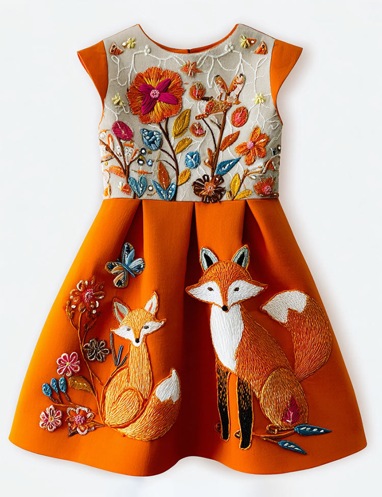 Fox Applique Sleeveless Dress