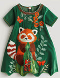 Cute Red Panda Short Sleeves Dress