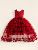 Enchanted Rose Tiered Red Tulle Gown