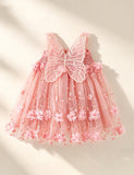 3D Butterfly Wings with Embroidered Floral Tulle Dress