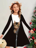 3D Cat Print Dress