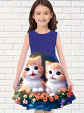 Cute Cat Printed Dress