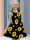 Yellow Chrysanthemum Pattern Printed Dress