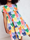 Multi Rainbow Bows Printed Cotton Dress