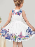 Butterfly Floral Printed Sleeveless Dress