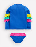Azure Blue Parrot Appliqué Rash Swim Set