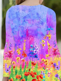 Rainbow Color Floral Printed Party Dress
