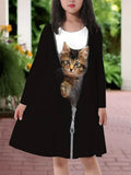 3D Cat Print Dress