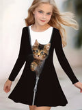 3D Cat Print Dress