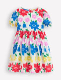 Multi Rainbow Floral Printed Cotton Dress