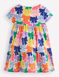 Multi Rainbow Bows Printed Cotton Dress