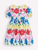 Multi Rainbow Floral Printed Cotton Dress