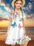 Ärmelloses Kleid mit Schmetterlings-Blumenmuster