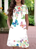 Ärmelloses Kleid mit Schmetterlings-Blumenmuster