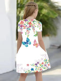 Ärmelloses Kleid mit Schmetterlings-Blumenmuster