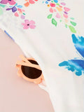 Ärmelloses Kleid mit Schmetterlings-Blumenmuster