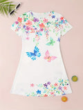 Ärmelloses Kleid mit Schmetterlings-Blumenmuster