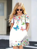 Ärmelloses Kleid mit Schmetterlings-Blumenmuster