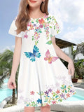 Ärmelloses Kleid mit Schmetterlings-Blumenmuster