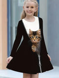 3D Cat Print Dress