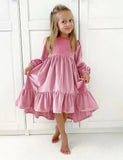 Ruffled Long Sleeve Velvet Dress - Mini Taylor