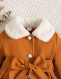 Faux Fur Collar Bow Coat