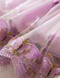 Butterfly Embroidered Flying Sleeve Tulle Dress