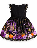Clearance - Midnight Bat Pumpkin Castle Party Dress