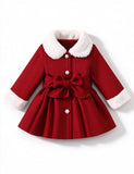 Faux Fur Collar Bow Coat