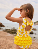 Cute Duckling Multi-layer One-piece Halter Swimsuit