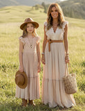 Mom and Me Lace Embroidered Long Dress