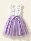 Sleeveless 3D Flower Bow Princess Dress