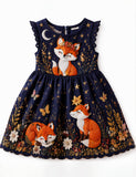 Sleeping Fox Applique Party Dress