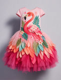 Multi Flamingo Tulle Party Dress