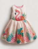 Floral Flamingo Sleeveless Party Dress