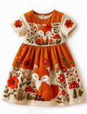 Fox Applique Short Sleeves Dress
