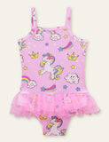 Unicorn Rainbow Printed Mesh Swimsuit - Mini Taylor
