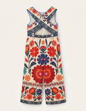 Bohemian Floral Cross-Back Jumpsuit