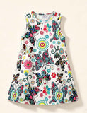 Multi Butterfly Printed Sleveless Dress